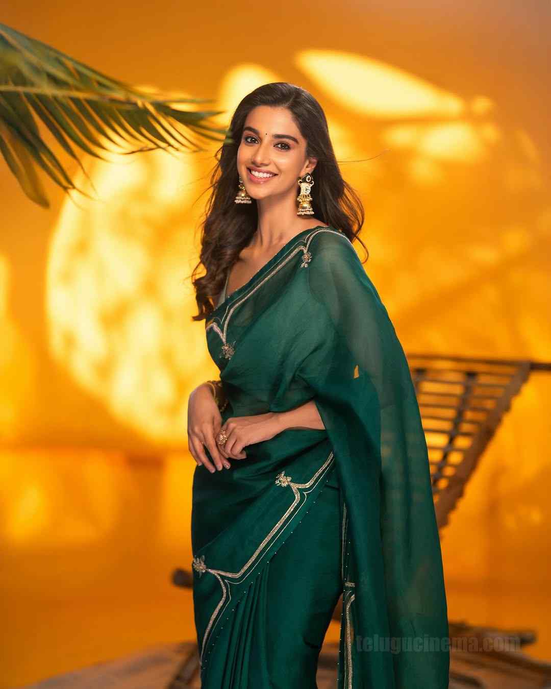 Meenakshi Chaudhary in a Green Saree