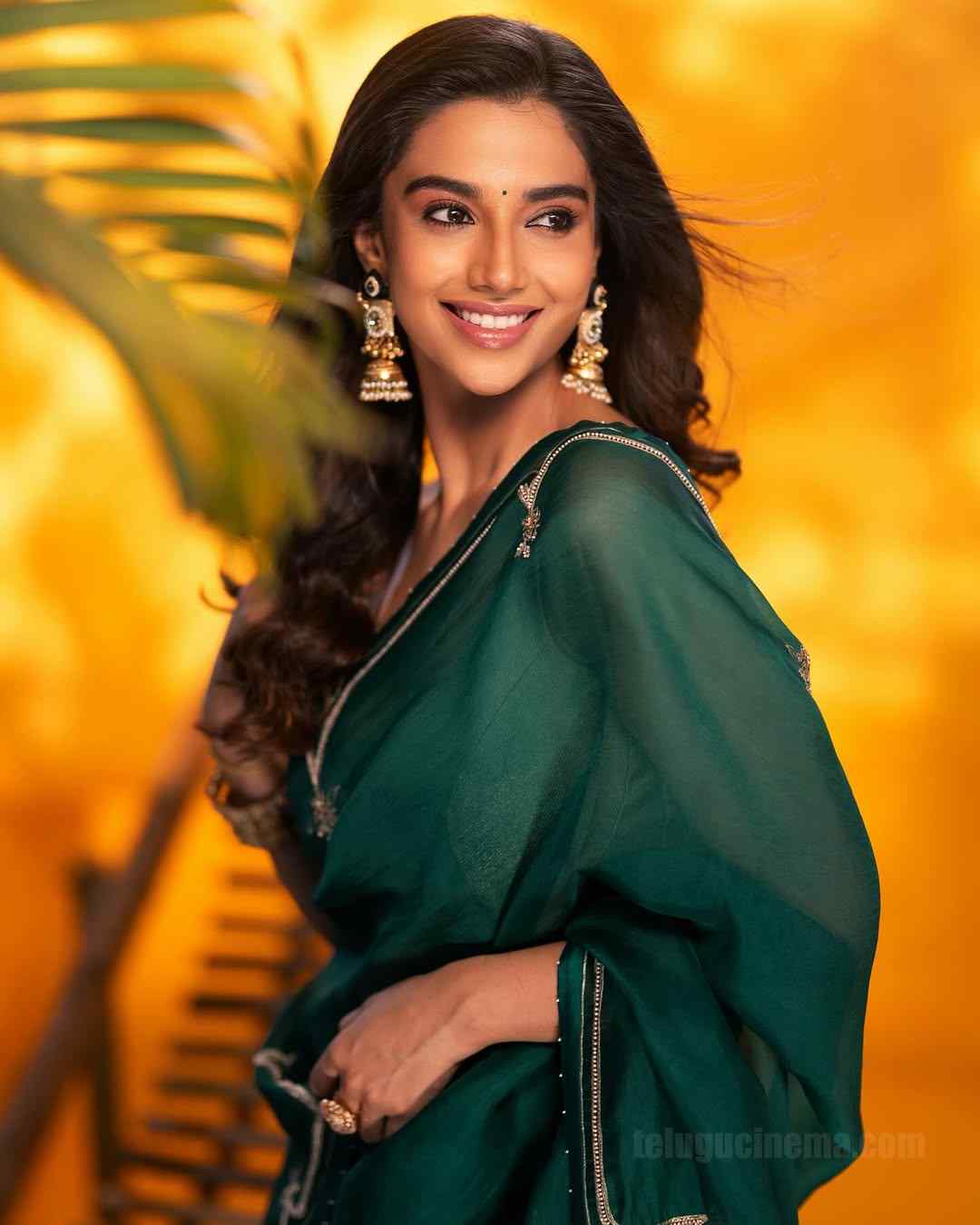 Meenakshi Chaudhary in a Green Saree