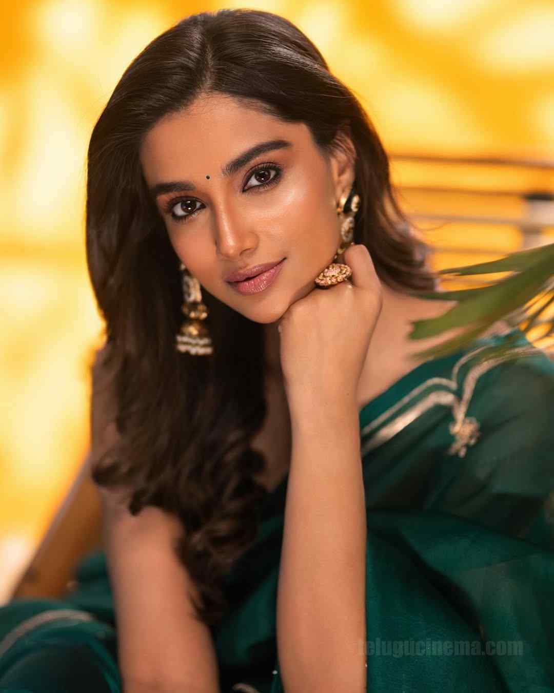 Meenakshi Chaudhary in a Green Saree