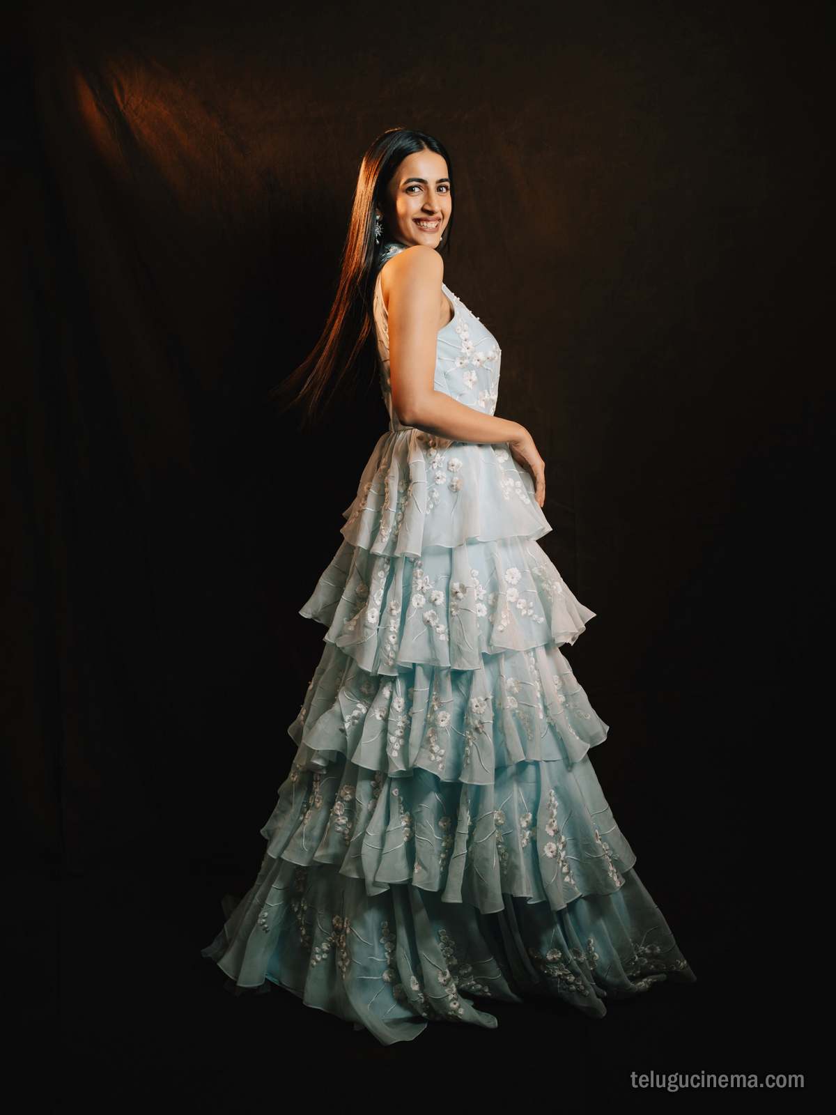Niharika Konidela dazzles in a floral pastel blue gown