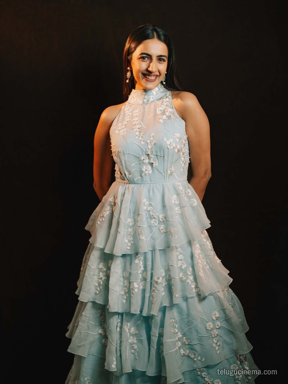 Niharika Konidela dazzles in a floral pastel blue gown