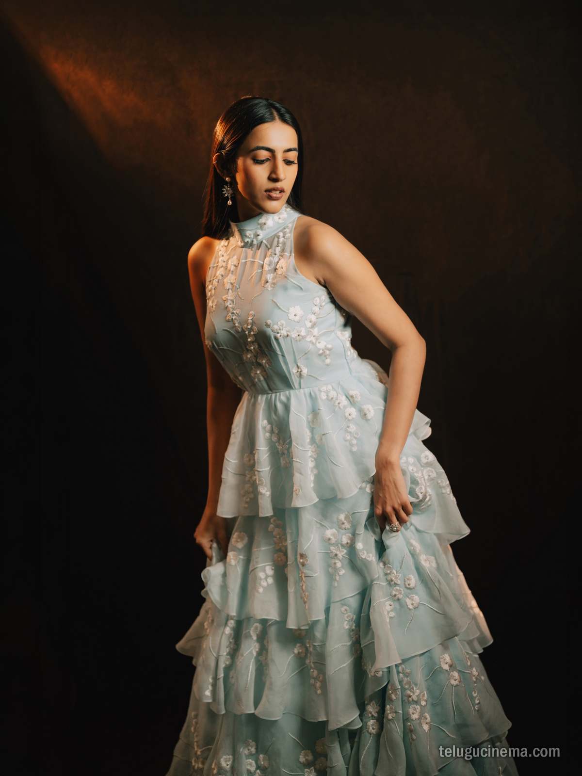 Niharika Konidela dazzles in a floral pastel blue gown