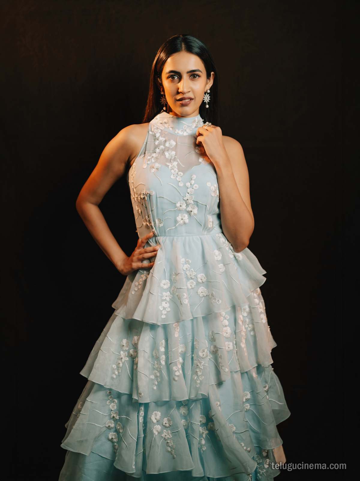 Niharika Konidela dazzles in a floral pastel blue gown
