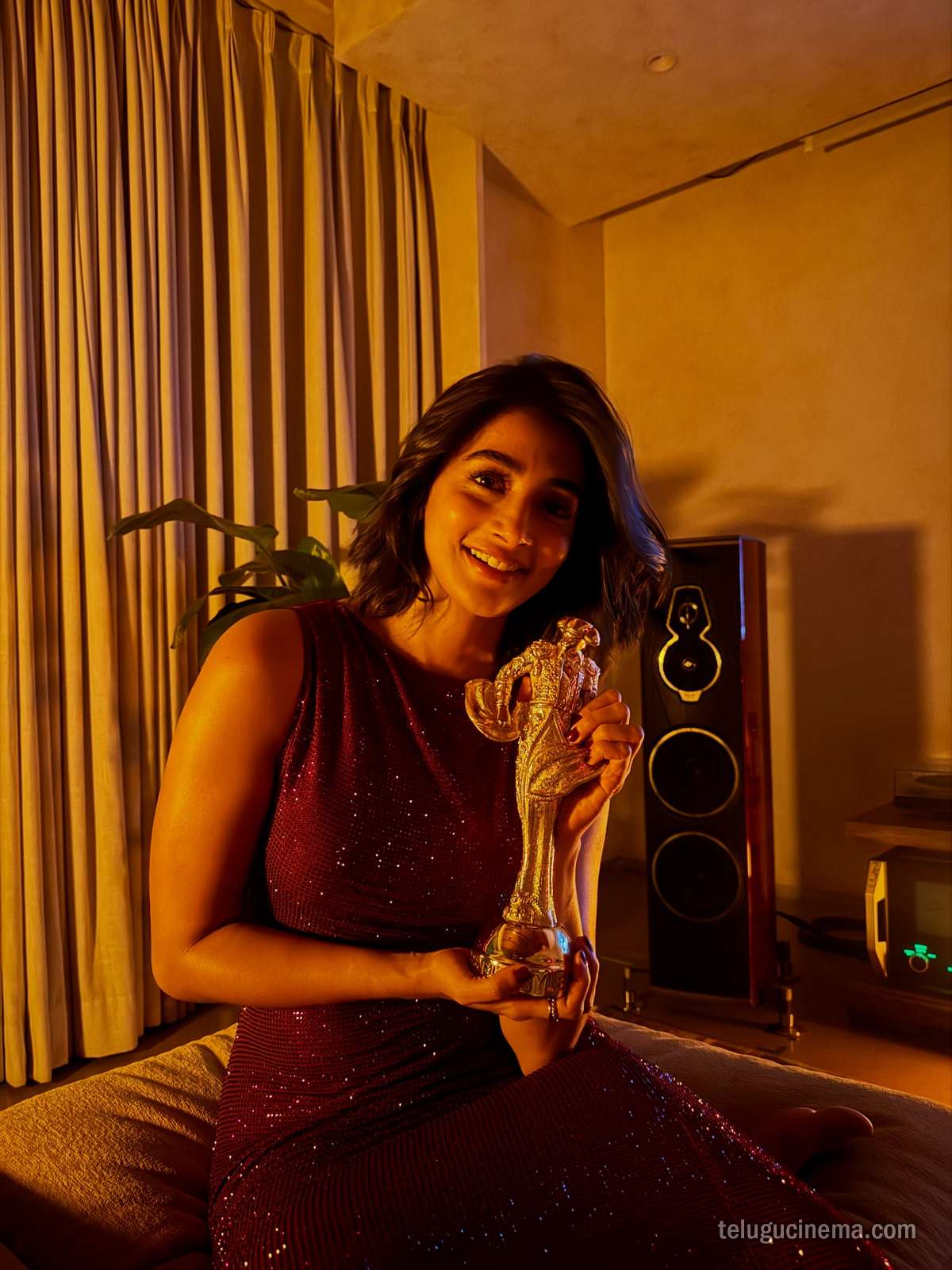 Pooja Hegde embraces glamour in a sparkling red outfit